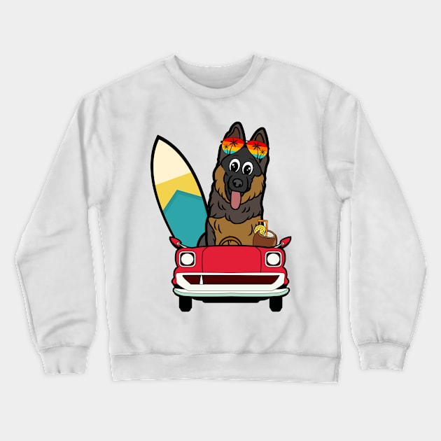 Funny Guard Dog is driving to the beach Crewneck Sweatshirt by Pet Station